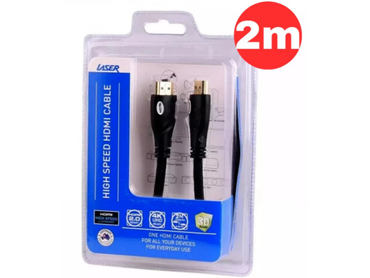 Laser 2m HDMI 2.0 Cable – 18Gbps, 4K@60Hz, Ethernet & Audio