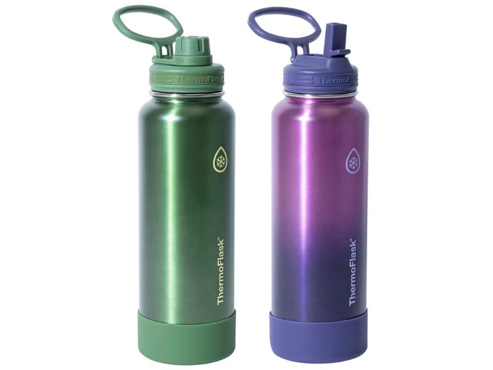 2x ThermoFlask Insulated Stainless Steel Water Bottles – 1.2L Double Wall
