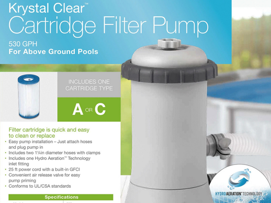 Intex Krystal Clear Pool Filter Cartridge 530 GPH