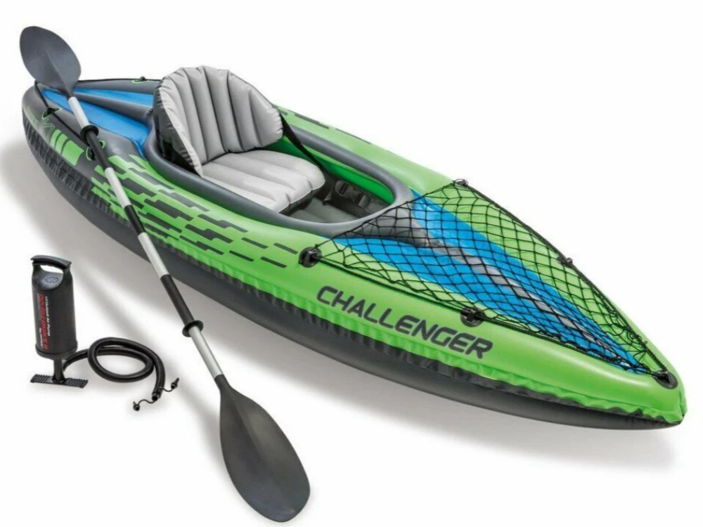 Intex Challenger K1 Inflatable Kayak – 1-Person Paddle Boat for Fishing & Recreation