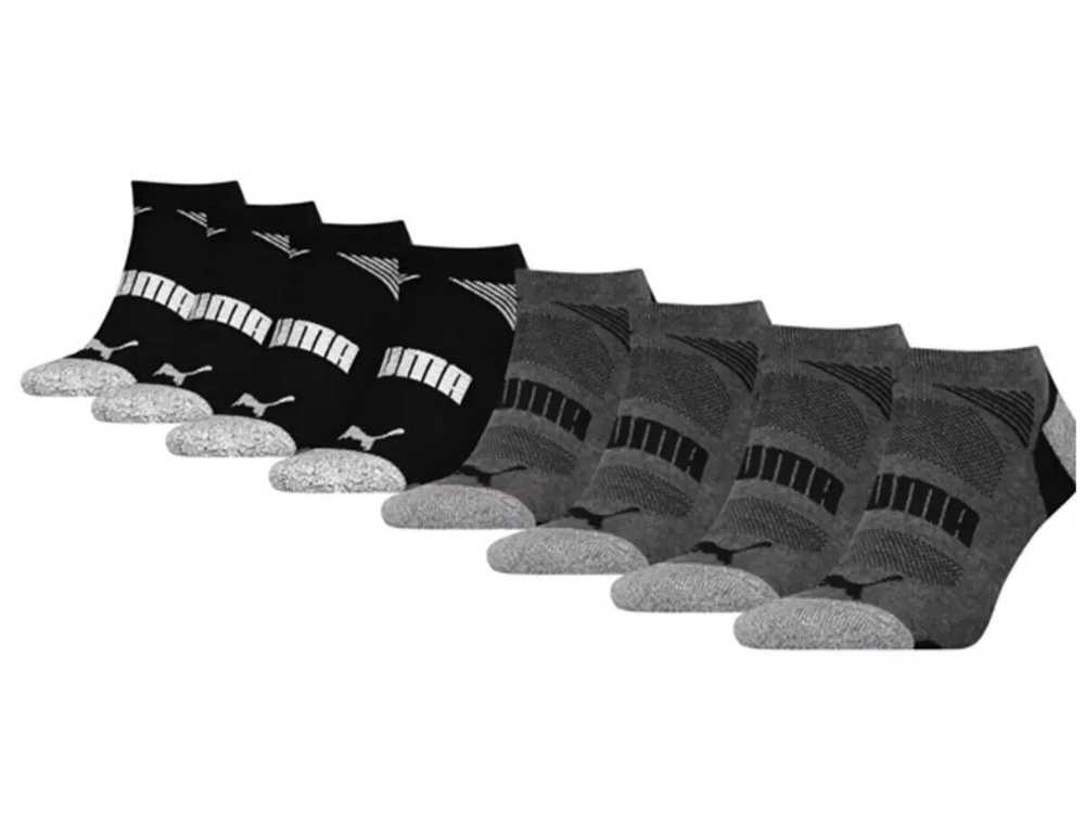 Puma Men’s No-Show CoolCell Socks – Casual & Sport, Size 13-15, Black/Grey, 8-Pack
