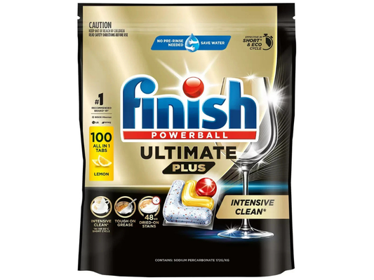 Finish Powerball Ultimate Plus Dishwasher Tabs – Lemon, 100 Count