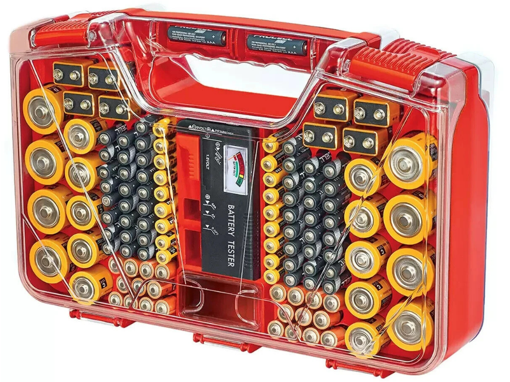 Battery Daddy Organizer Case with Tester – Battery Storage Box