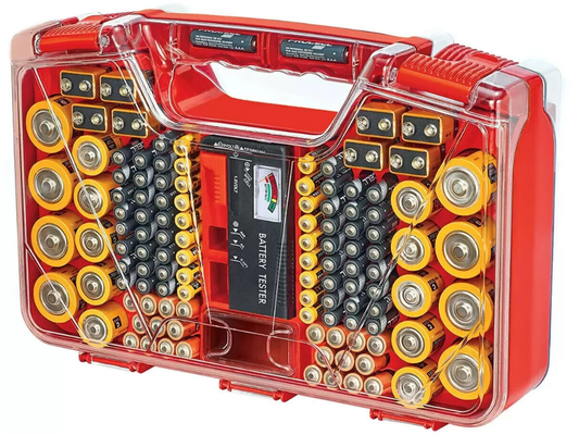Battery Daddy Organizer Case with Tester – Battery Storage Box