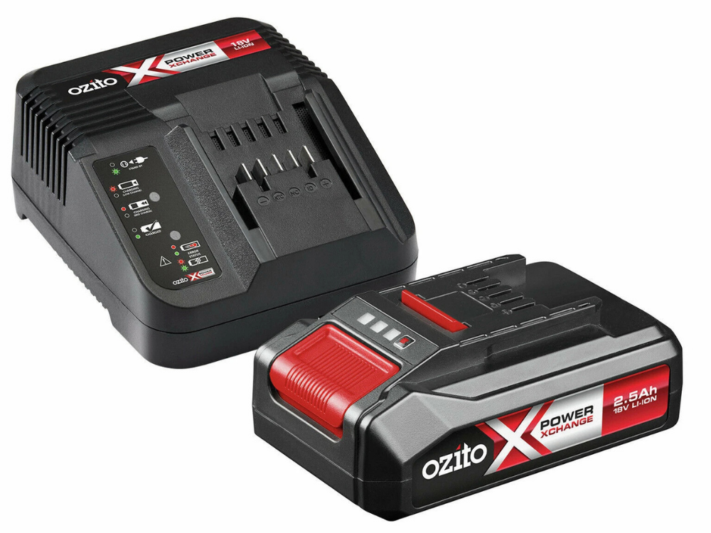 Ozito 18V 2.5Ah Li-Ion Battery & Charger Pack – PXBC-250C Garden Tools