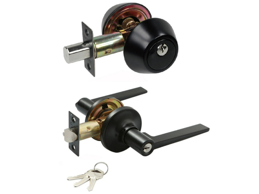 Ikonic Matte Black Entrance Lever Lock – Slimline Deadbolt Set