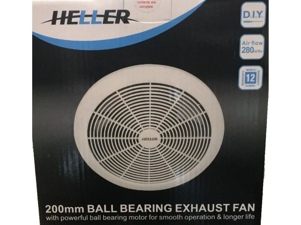Heller 200mm Exhaust Fan – Ball Bearing, Bathroom & Kitchen Vent
