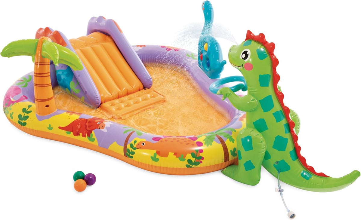 Intex Dino Park Inflatable Water Slide Park & Kiddie Swimming Pool