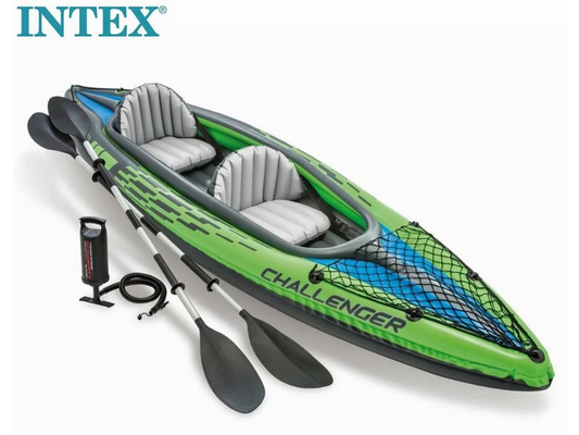 Intex Challenger K2 Inflatable Kayak – 2-Seat Sports Boat with Oars for River & Lake