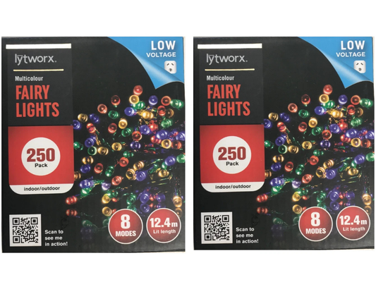 Lytworx 2 Pack 250 LED Multicolour Christmas Fairy Lights