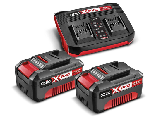 Ozito 18V 4.0Ah Battery & Fast Charger Pack – PXC Garden Tools