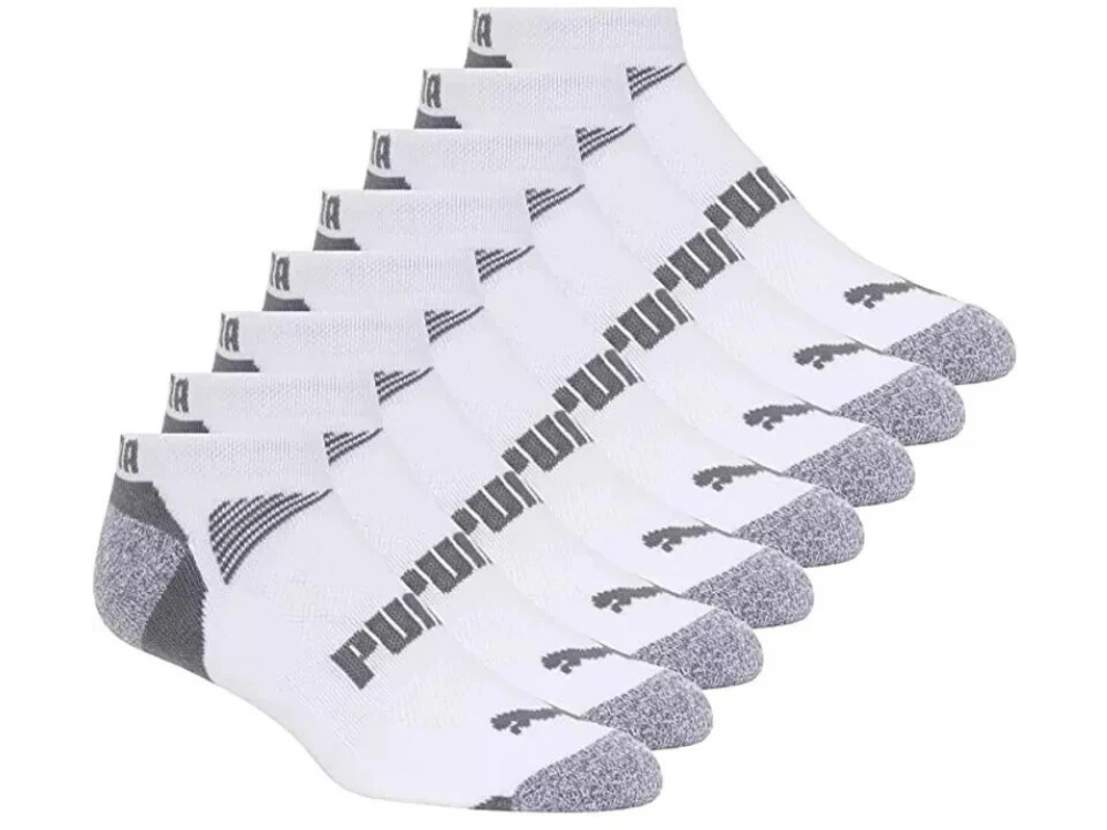 Puma Men’s No-Show CoolCell Socks – Casual & Sport, Size 6-12, White, 8-Pack