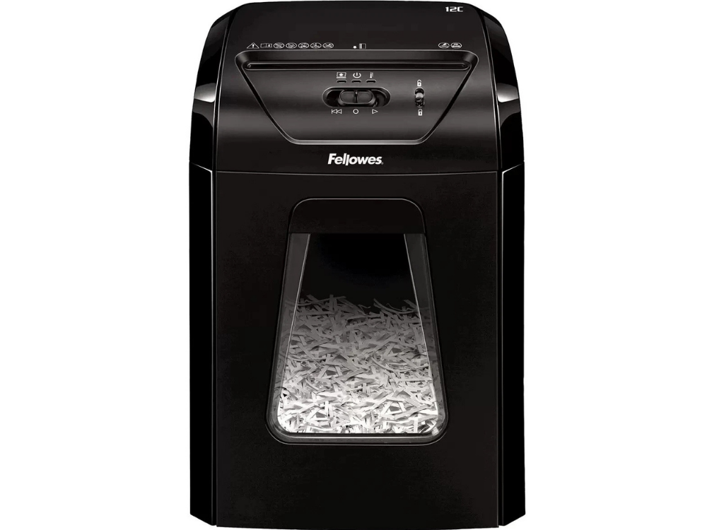 Fellowes Office Paper Shredder – 12-Sheet Cross-Cut, 19L Bin