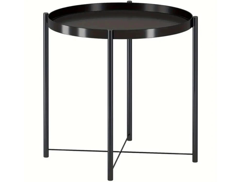 Round Portable Coffee Table with Removable Tray