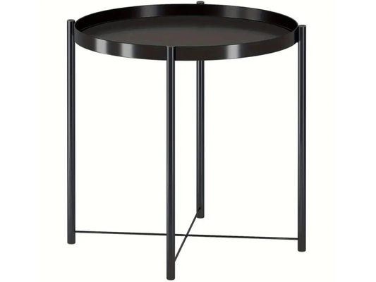 Round Portable Coffee Table with Removable Tray