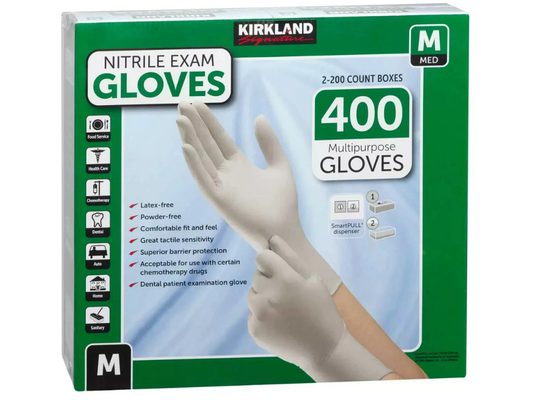 Kirkland Disposable Nitrile Safety Gloves – Medium (400ct)