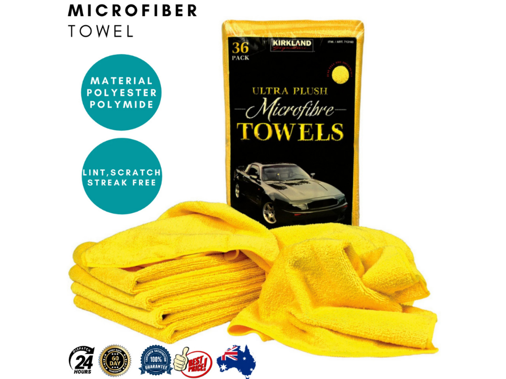 36 Kirkland Microfiber Towels – Plush Car & Glass Cleaning Cloths 40x40 cm
