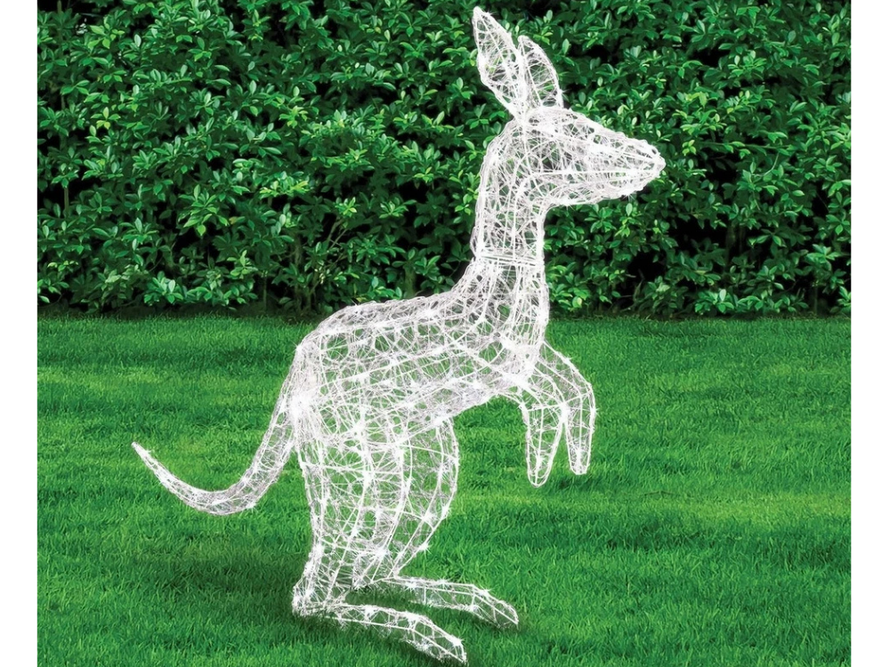Lytworx 120cm White Kangaroo Solar Powered 150 LED Lights Garden Xmas Decor