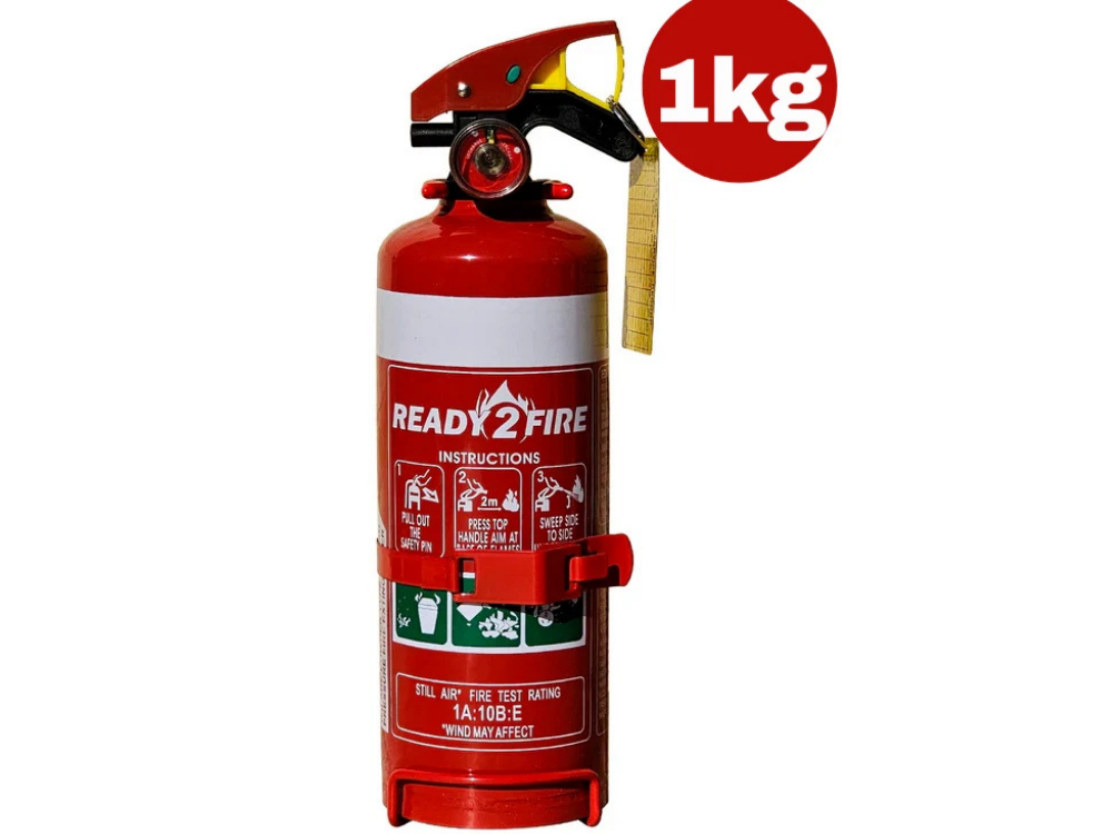 Ready2Fire 1kg ABE Dry Powder Fire Extinguisher with Bracket – Car, Home & Caravan