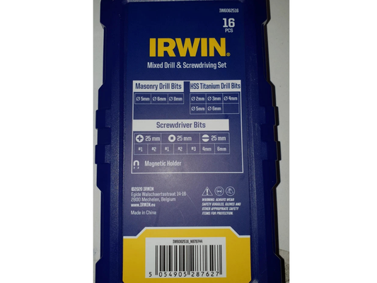 Irwin Titanium Drill Bit Set 16pcs – Masonry, Wood & Metal