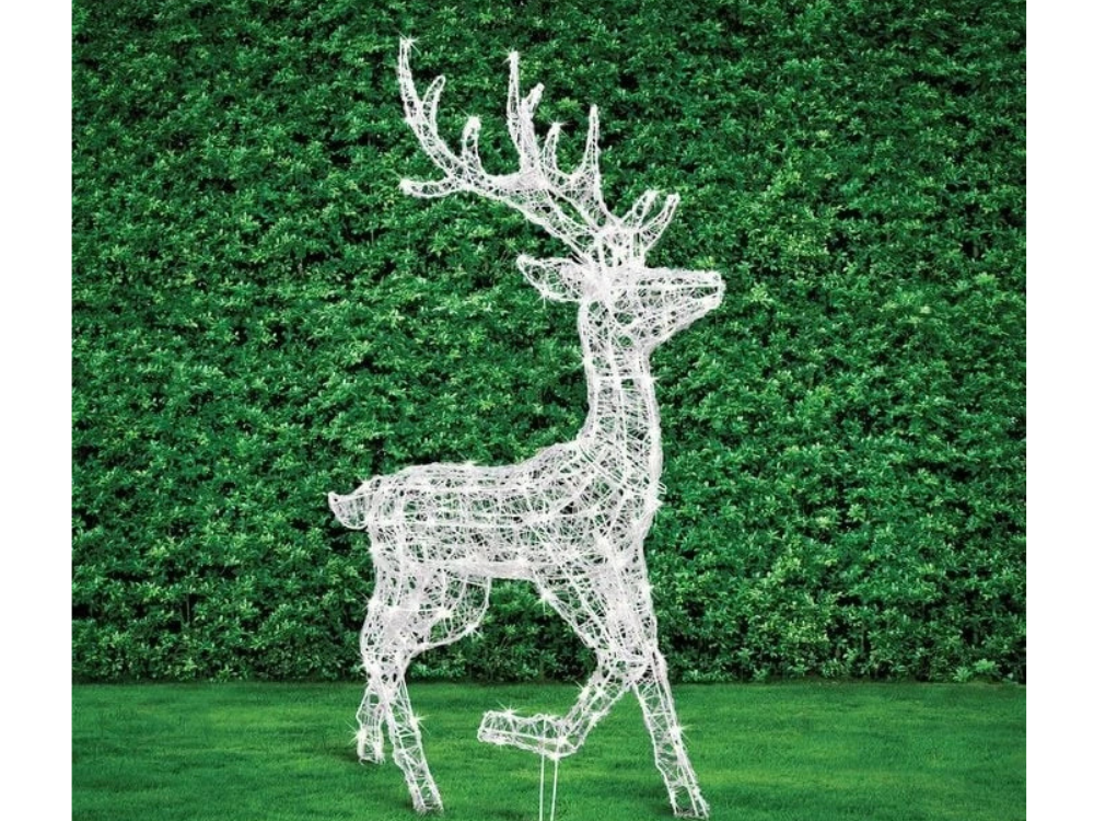 Lytworx 110cm x 70cm Kicking Reindeer Statue – 160 LED Cool & Warm White Solar Display