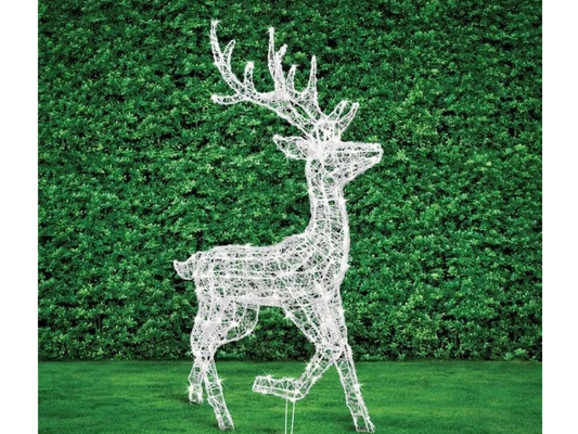 Lytworx 110cm x 70cm Kicking Reindeer Statue – 160 LED Cool & Warm White Solar Display