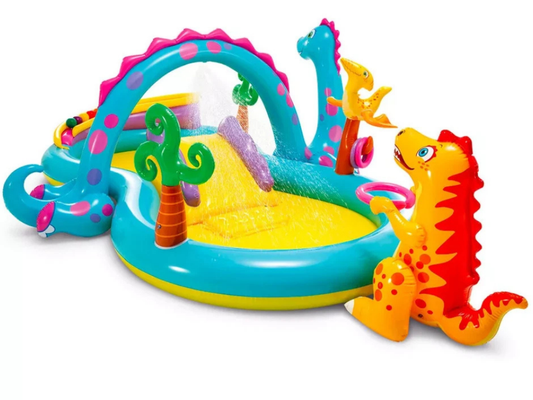 Intex Dinoland Inflatable Water Slide &amp; Sprayer – Kids Dinosaur Play Center