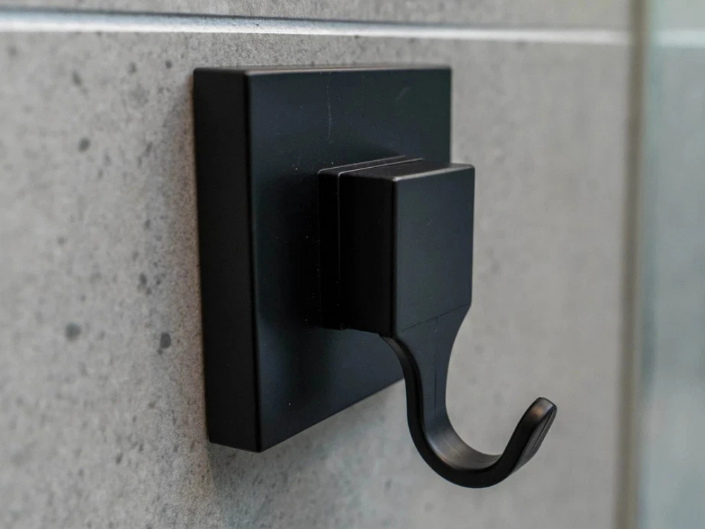 Fusion-Loc Matte Black Suction Hooks – 2pk Bathroom Towel Holders