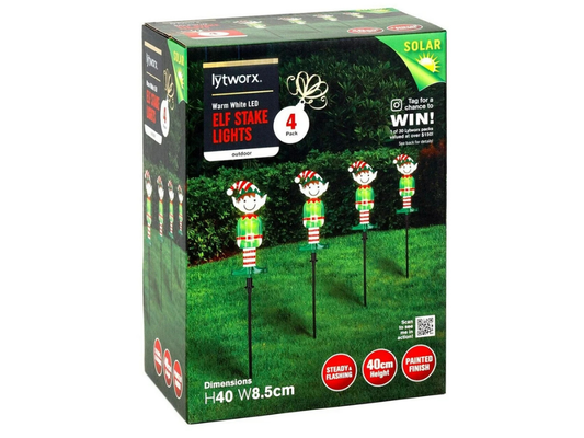 Lytworx Elf Stake LED Lights – Warm White Solar, 4 Pack