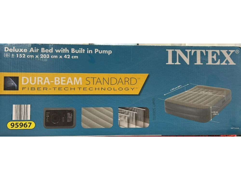 Intex Dura-Beam Standard Deluxe Air Bed – Inflatable Mattress with Built-In Pump