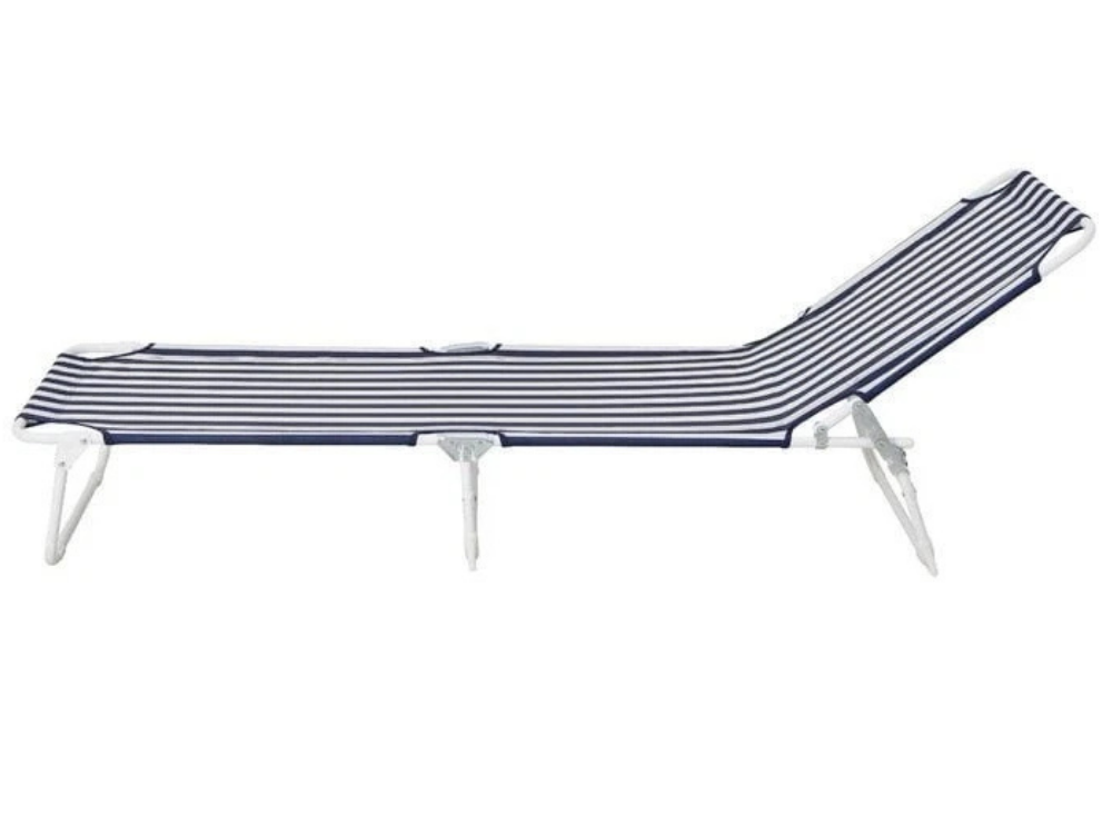 Marquee Folding Sun Lounge Chair – Outdoor, Camping & Beach Recliner, Blue & White