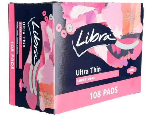 Libra Ultra Thin Super Pads With Wings Disposable Sanitary Pad 108 Pack
