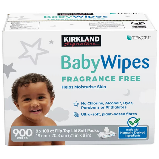Kirkland Signature Tencel Baby Wipes Fragrance Free Towelettes 2 x 900 Pull