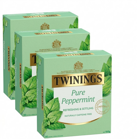 Twinings Pure Peppermint Herbal Tea Bags, Naturally Caffeine Free, 240 Biodegradable Bags (Multipack of 3 x 80) Caffeine Free Herbal Tea for Digestio