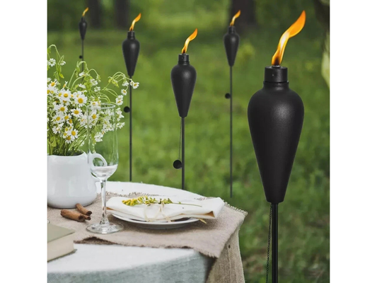 2-Pack Black 180cm Garden Torch Citronella Oil Lanterns with Snuffer