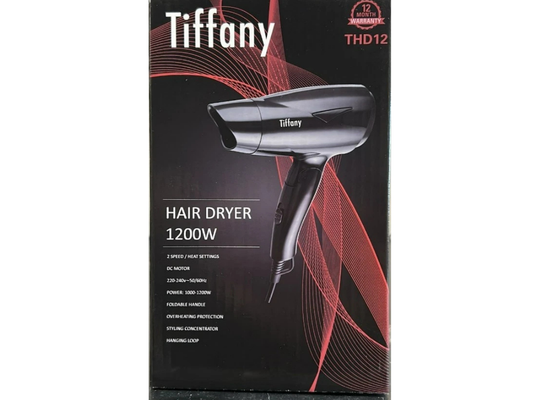 Tiffany Compact Hair Dryer – Foldable Handle, 1200W, 2-Speed