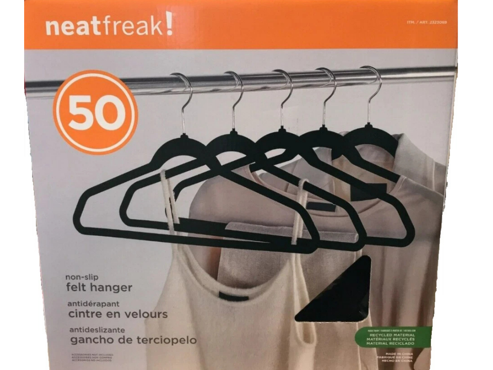 50x Black Velvet Hangers by Neatfreak – Ultra Thin, Non-Slip