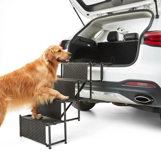 4 Steps Dog pet Ramp Car Ladder Adjustable Portable Height Folding Stairs