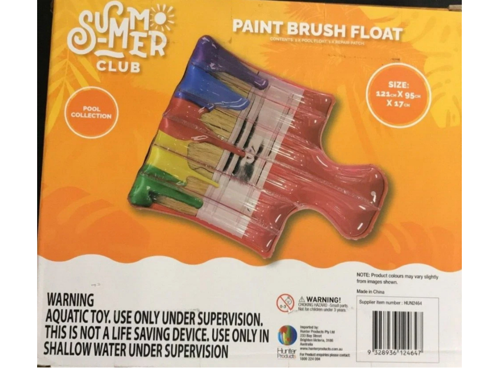 Summer Club Inflatable Paint Brush Pool Float – Kids & Adults