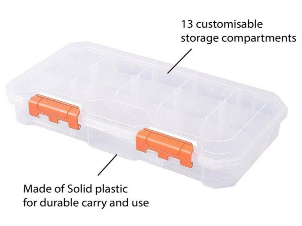Tactix 13-Compartment Storage Box – Removable Dividers & Detachable Tool Organizer
