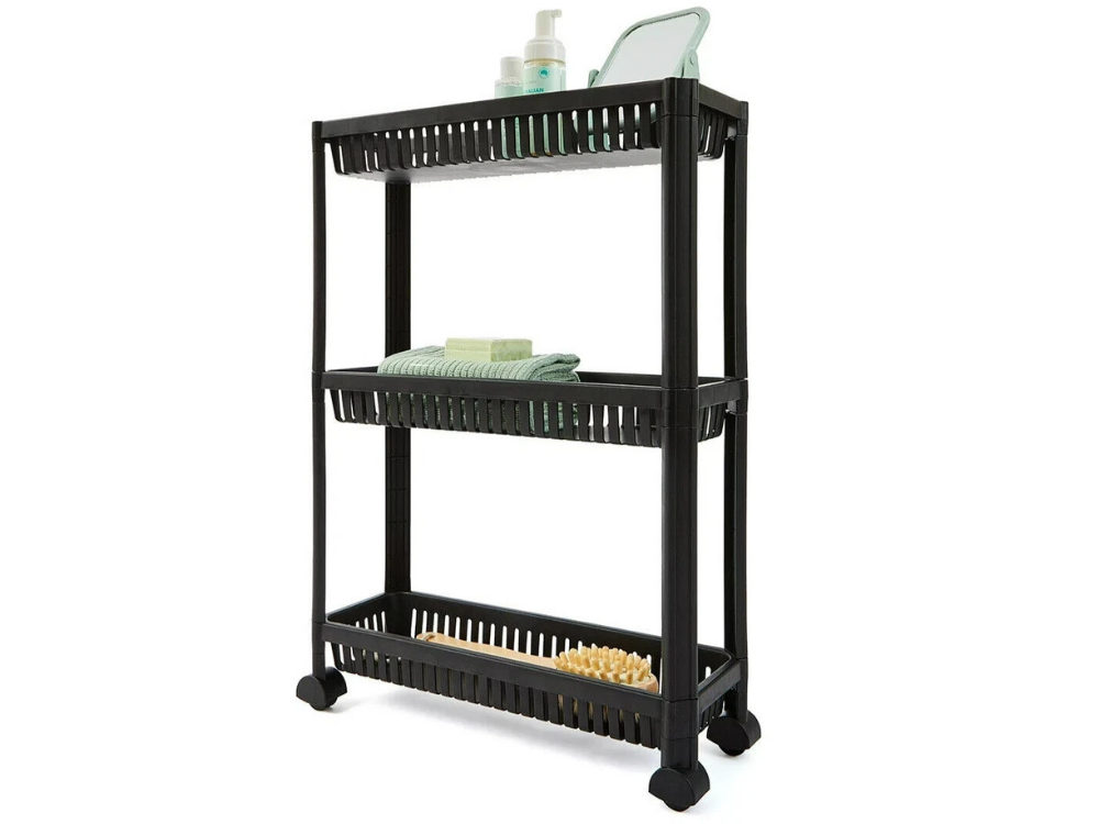 3-Tier Slim Trolley on Wheels – Kitchen, Bathroom & Laundry Storage Cart