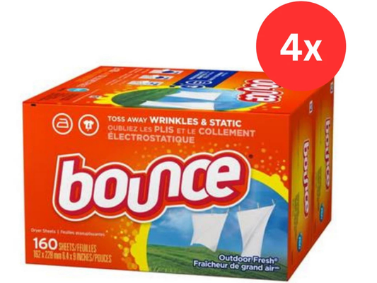 Bounce Fabric Softener Sheets – 4 Packs x 160, Outdoor Fresh
