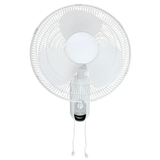 Heller 40cm Wall Fan, Oscillating, 3 Speed, Pull Cord Control White