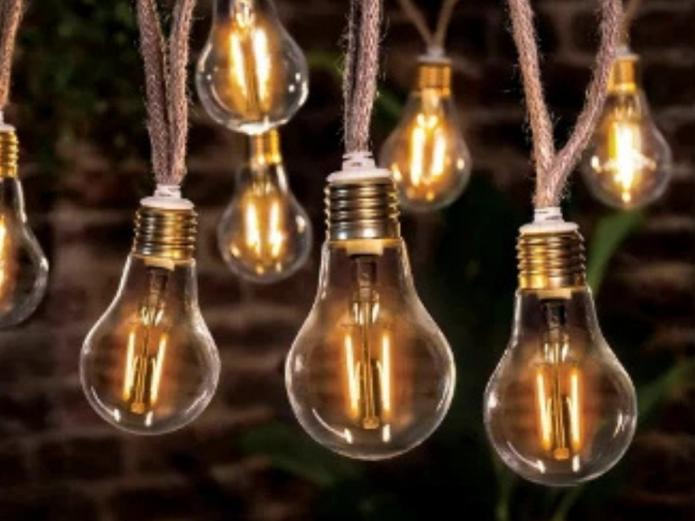 Lytworx Burlap Cord Xmas Lights – 10 Warm White LEDs, Connectable