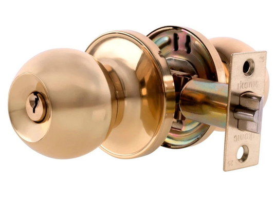 Ikonic Ruby Entry Door Knob Lock Set – Polished Brass