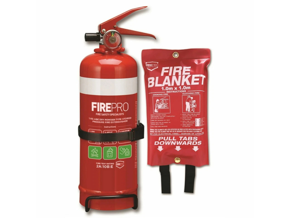 FirePro Fire Safety Kit – 1kg Extinguisher + 1m Blanket