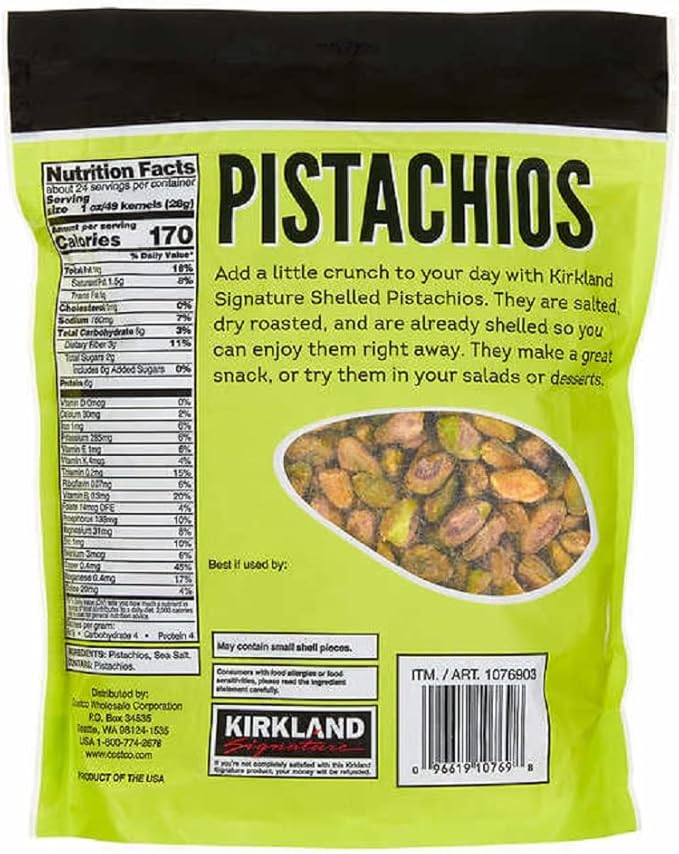 Kirkland Signature Nuts, Shelled Pistachios Roasted & Salted  680G