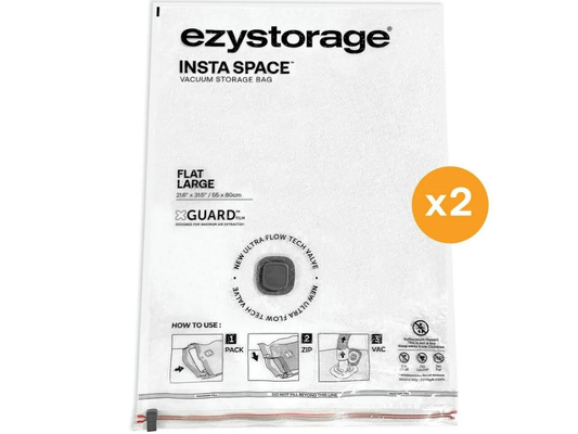 Ezy Vacuum Storage Bags Large Flat Clothes Organiser 2-Pack Space Saver