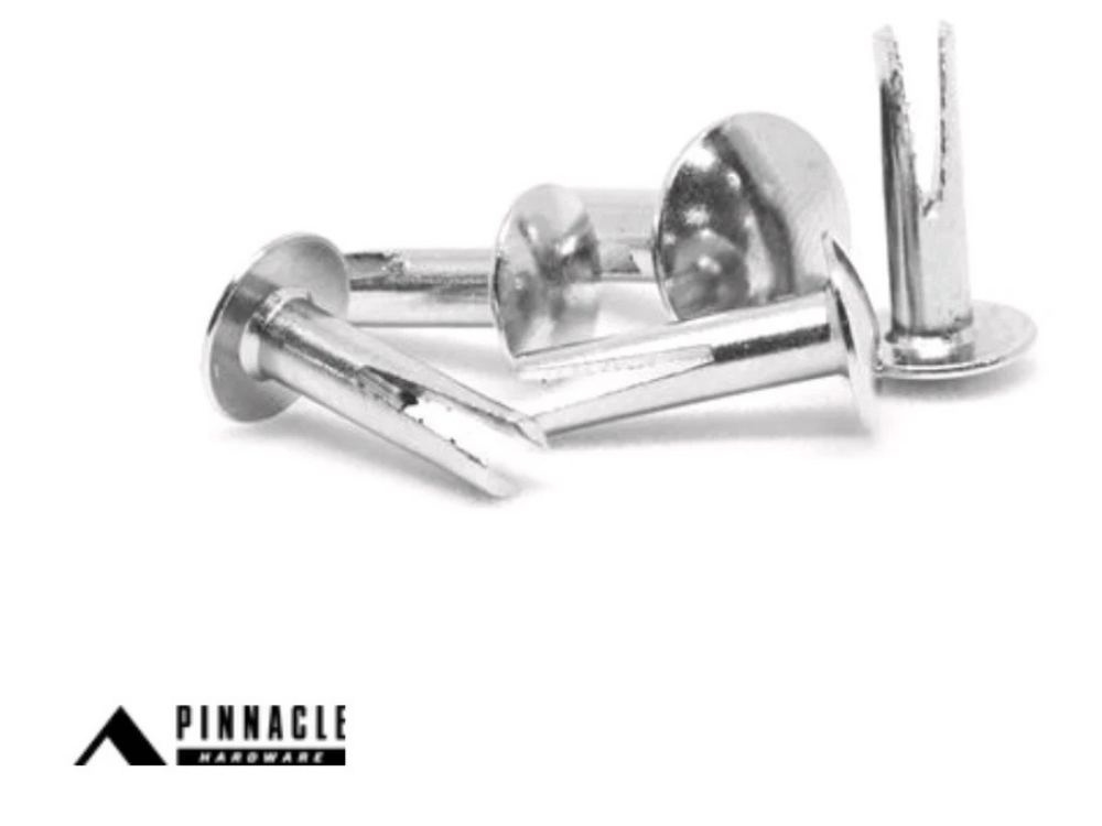 Pinnacle Split Leg Rivets Nickel 12.5x4mm (20 Packs)