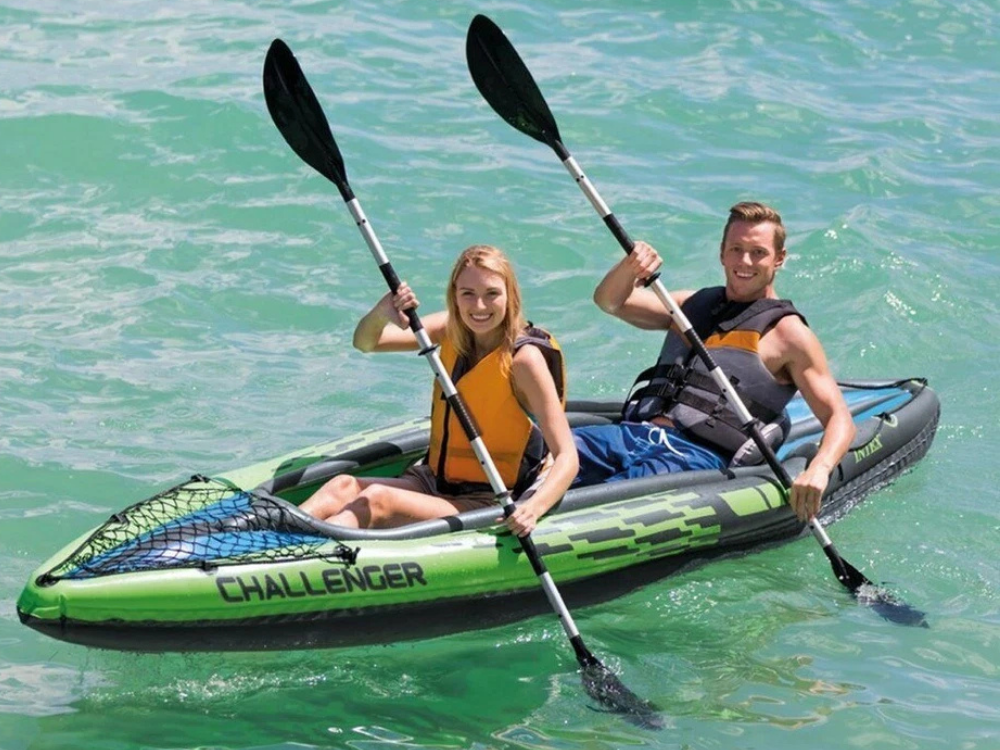 Intex Challenger K2 Inflatable Kayak – 2-Seat Sports Boat with Oars for River & Lake